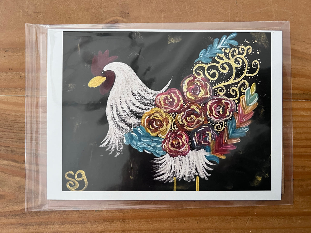 Rooster Water Color (5"x7") by Sara Gaver W