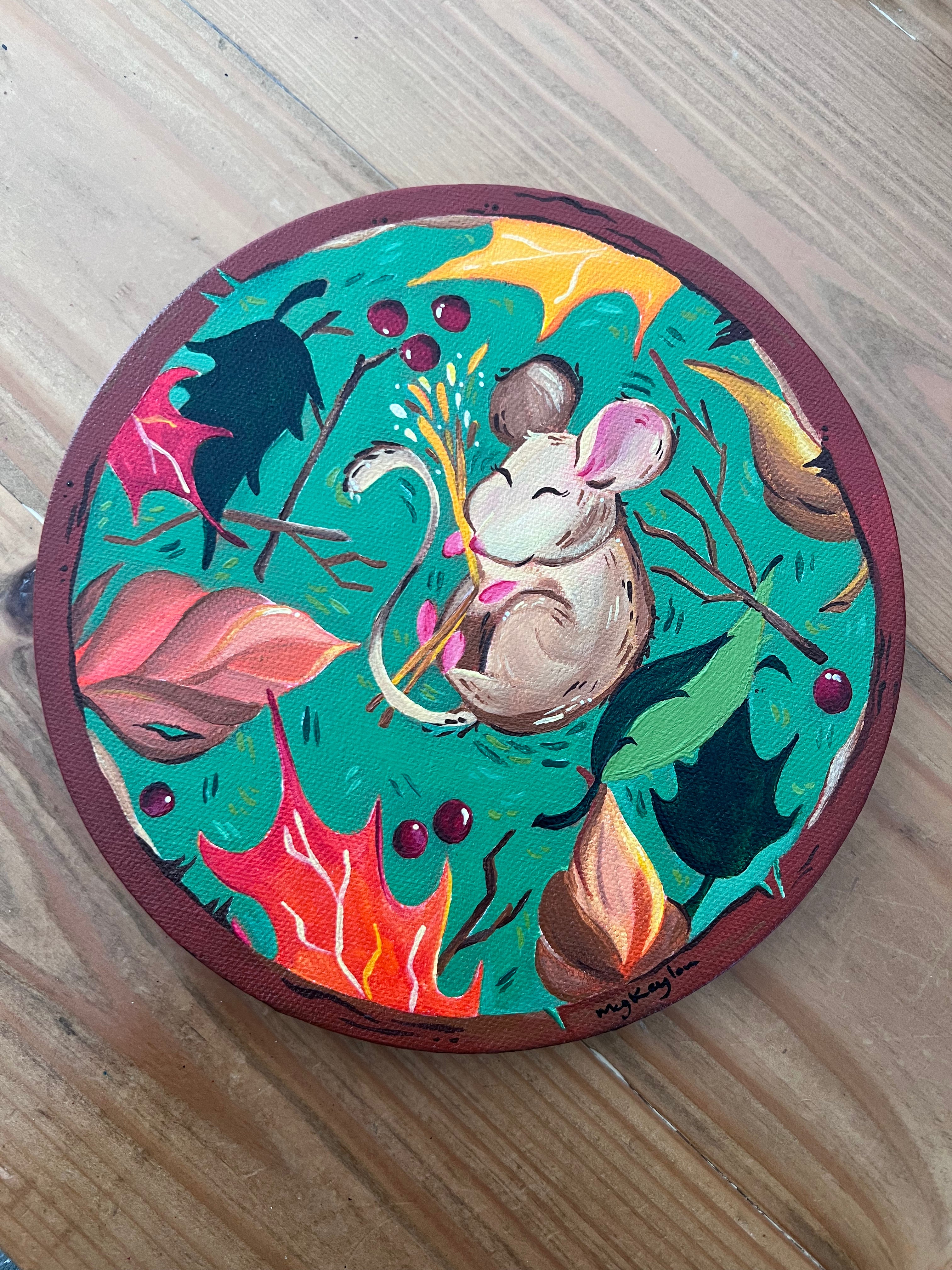 Dormouse Slumber by Megan Keylon (8 inch circle canvas)