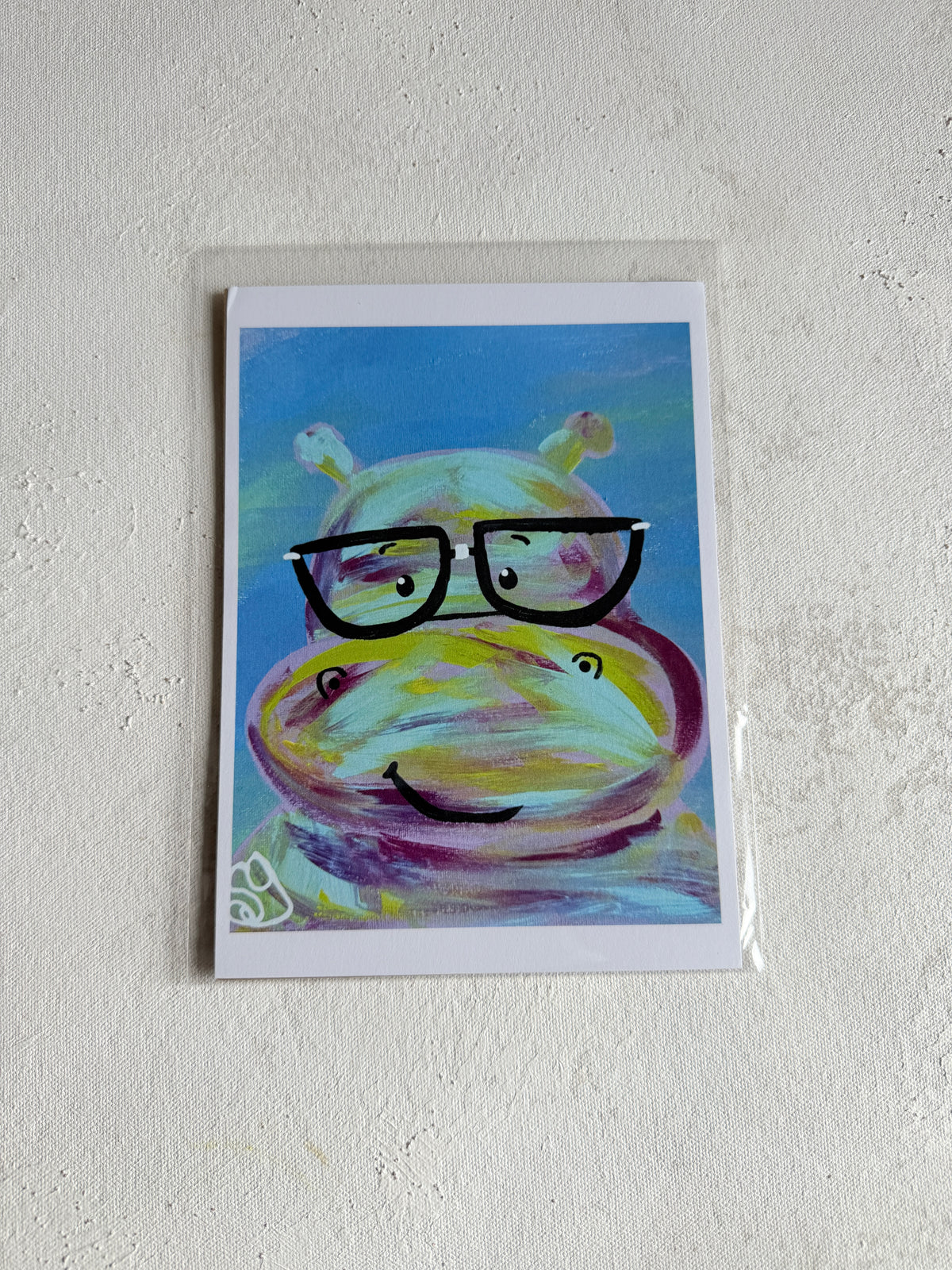Hippo Water Color (5"x7") by Sara Gaver W