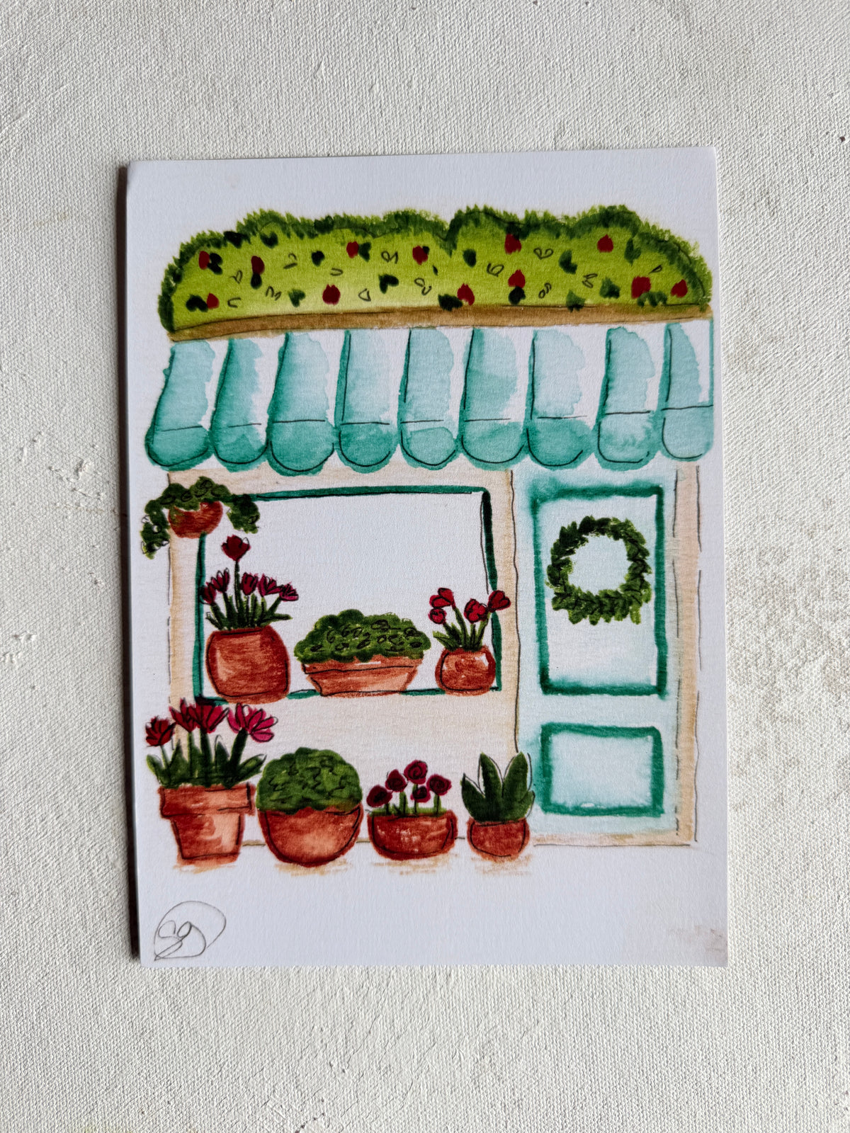 Flower Shop Water Color (5"x7") by Sara Gaver W