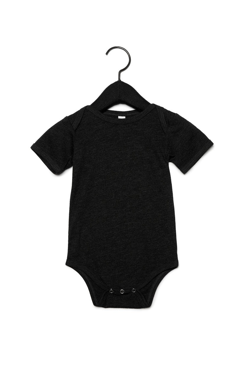 Charcoal-Black Triblend Hopelynd Logo Infant One-Piece with black logo