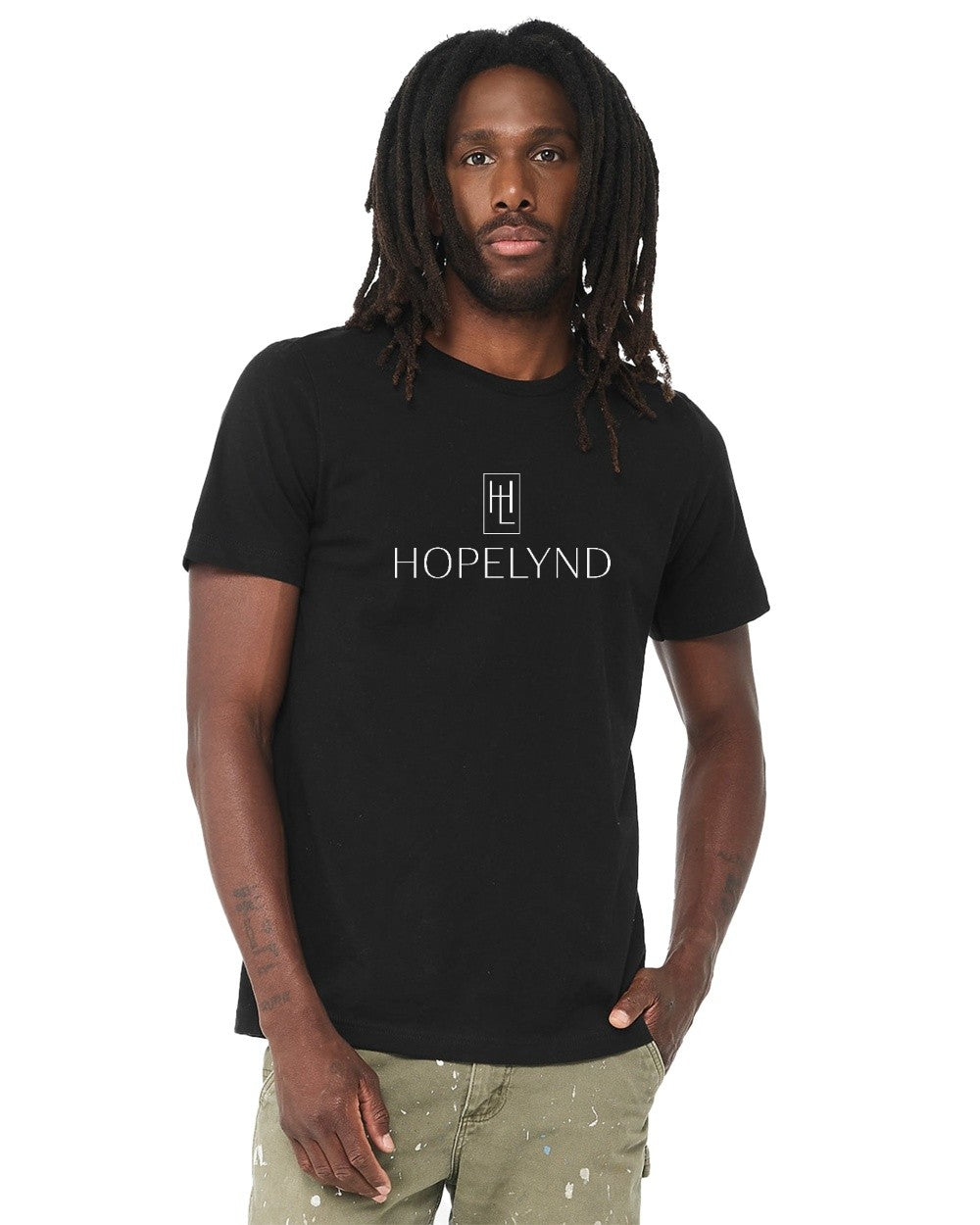 Black Hopelynd Logo Tee with white logo