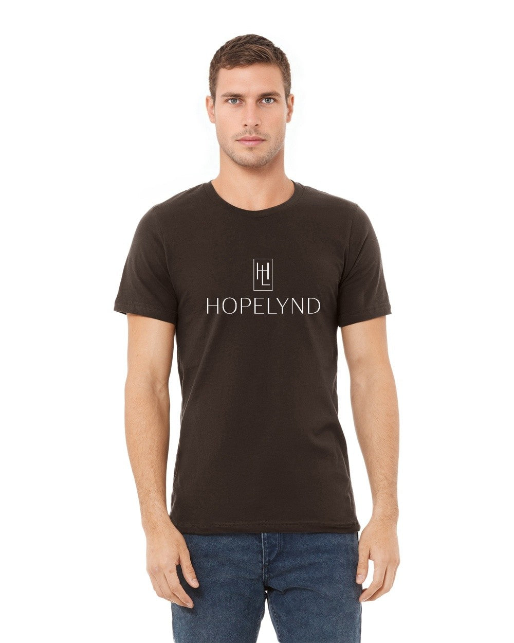 Brown Hopelynd Logo Tee with white logo