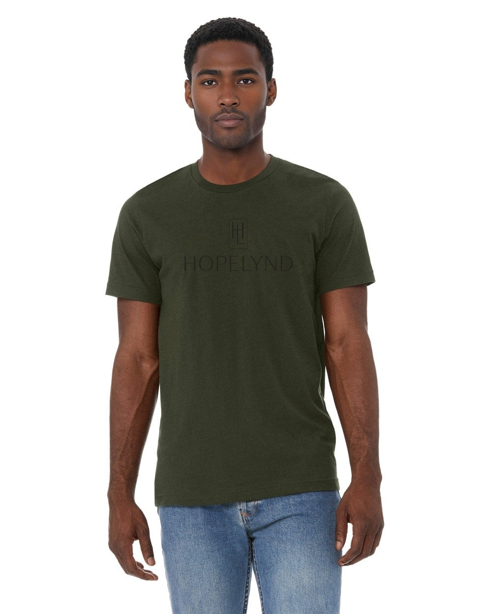 Dark Olive Hopelynd Logo Tee with black logo