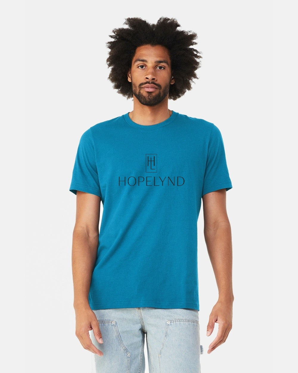 Electric Blue Hopelynd Logo Tee with black logo