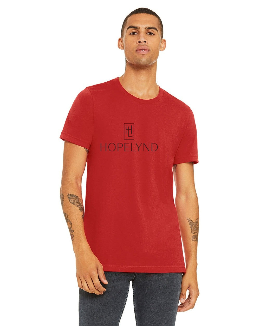 Red Hopelynd Logo Tee with black logo