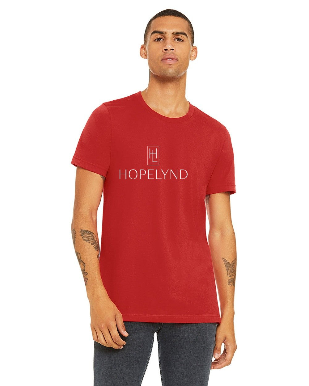Red Hopelynd Logo Tee with white logo