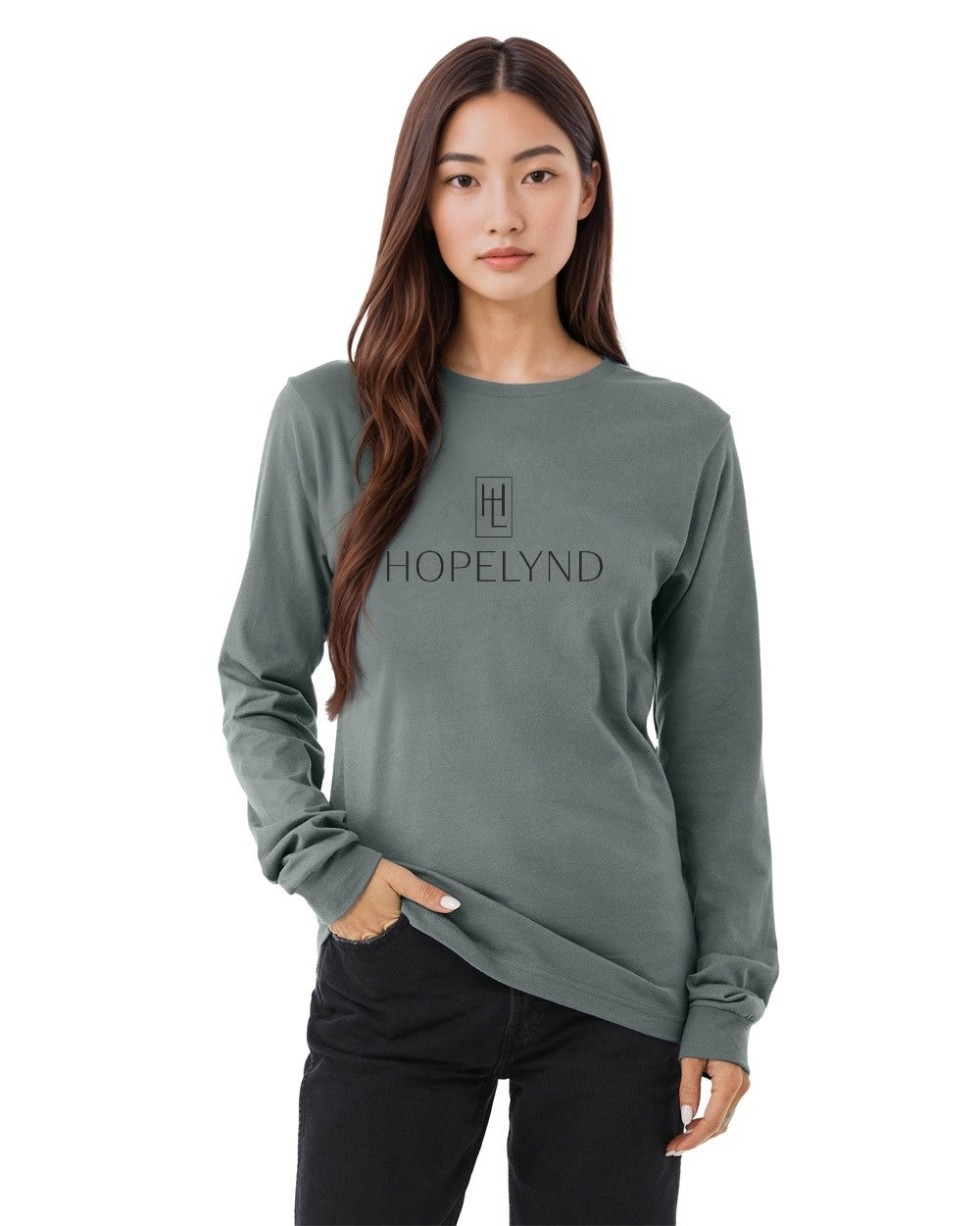 Blue Storm Hopelynd Logo Long Sleeve Tee with black logo