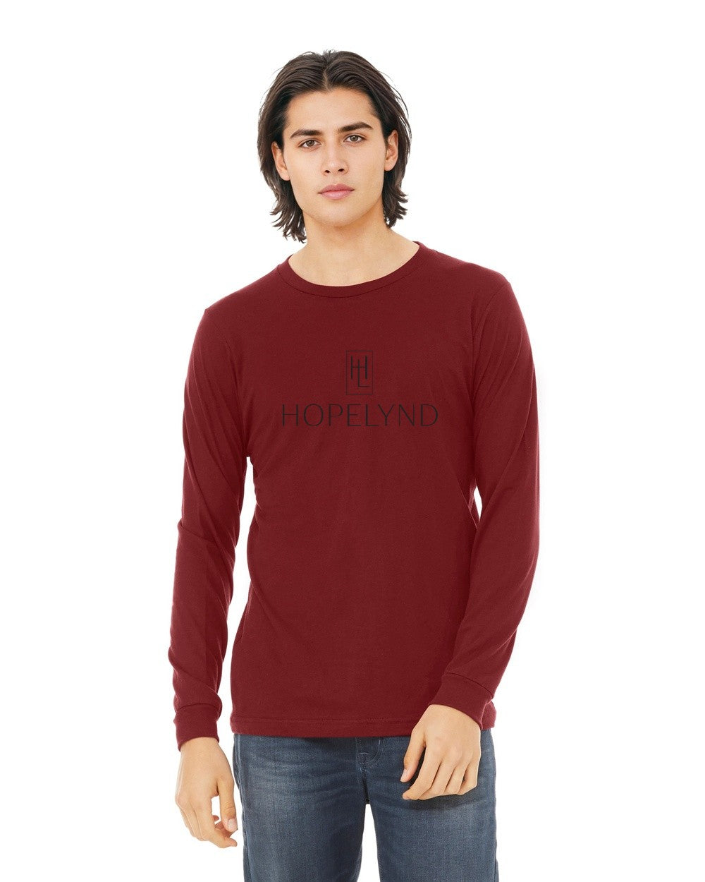 Cardinal Hopelynd Logo Long Sleeve Tee with black logo