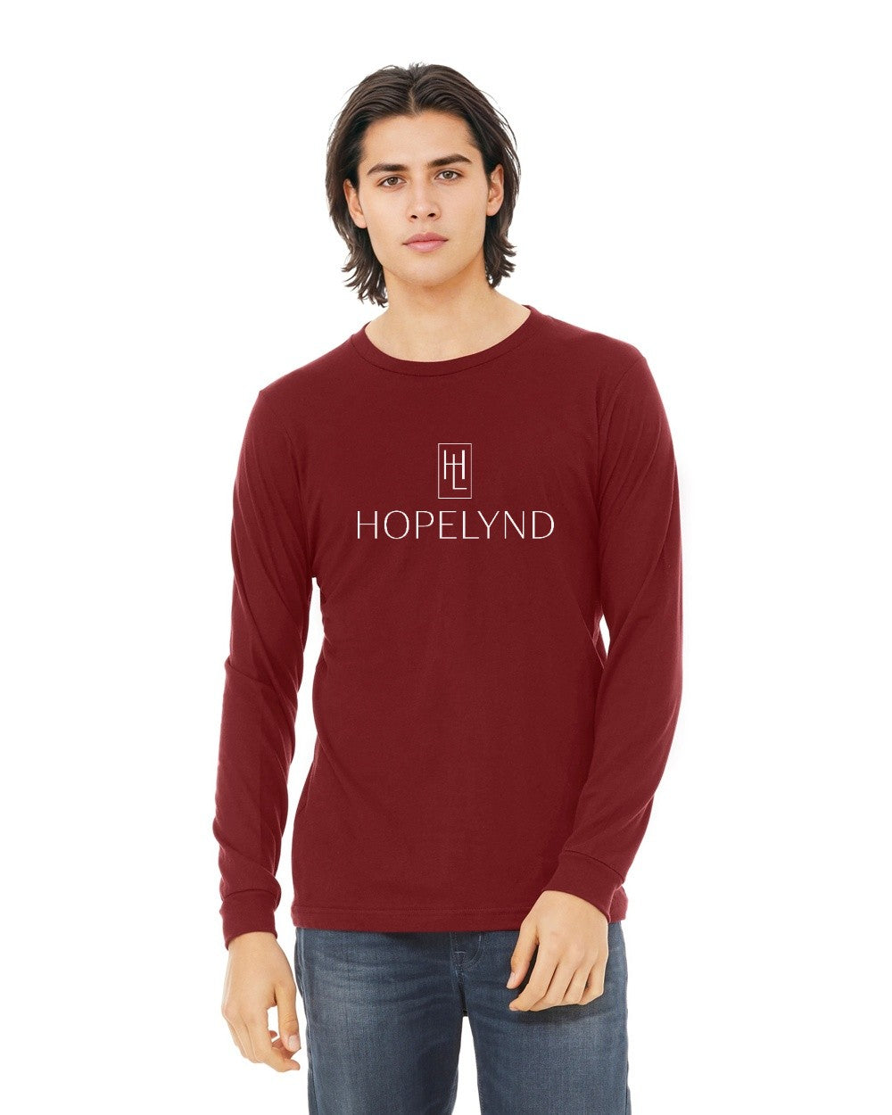 Cardinal Hopelynd Logo Long Sleeve Tee with white logo