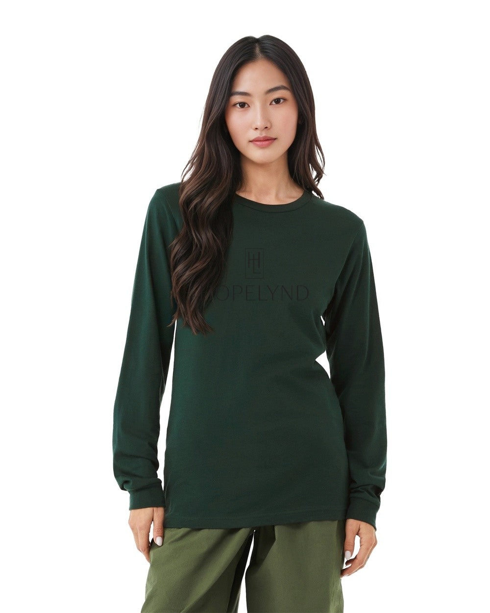 Forest Hopelynd Logo Long Sleeve Tee with black logo