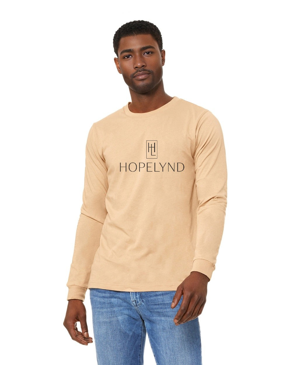 Sand Dune Hopelynd Logo Long Sleeve Tee with black logo