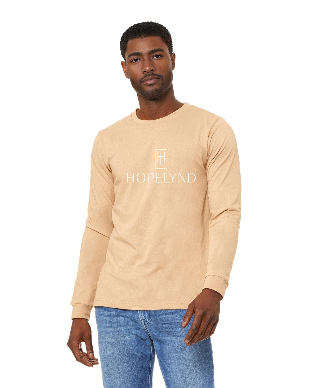 Sand Dune Hopelynd Logo Long Sleeve Tee with white logo