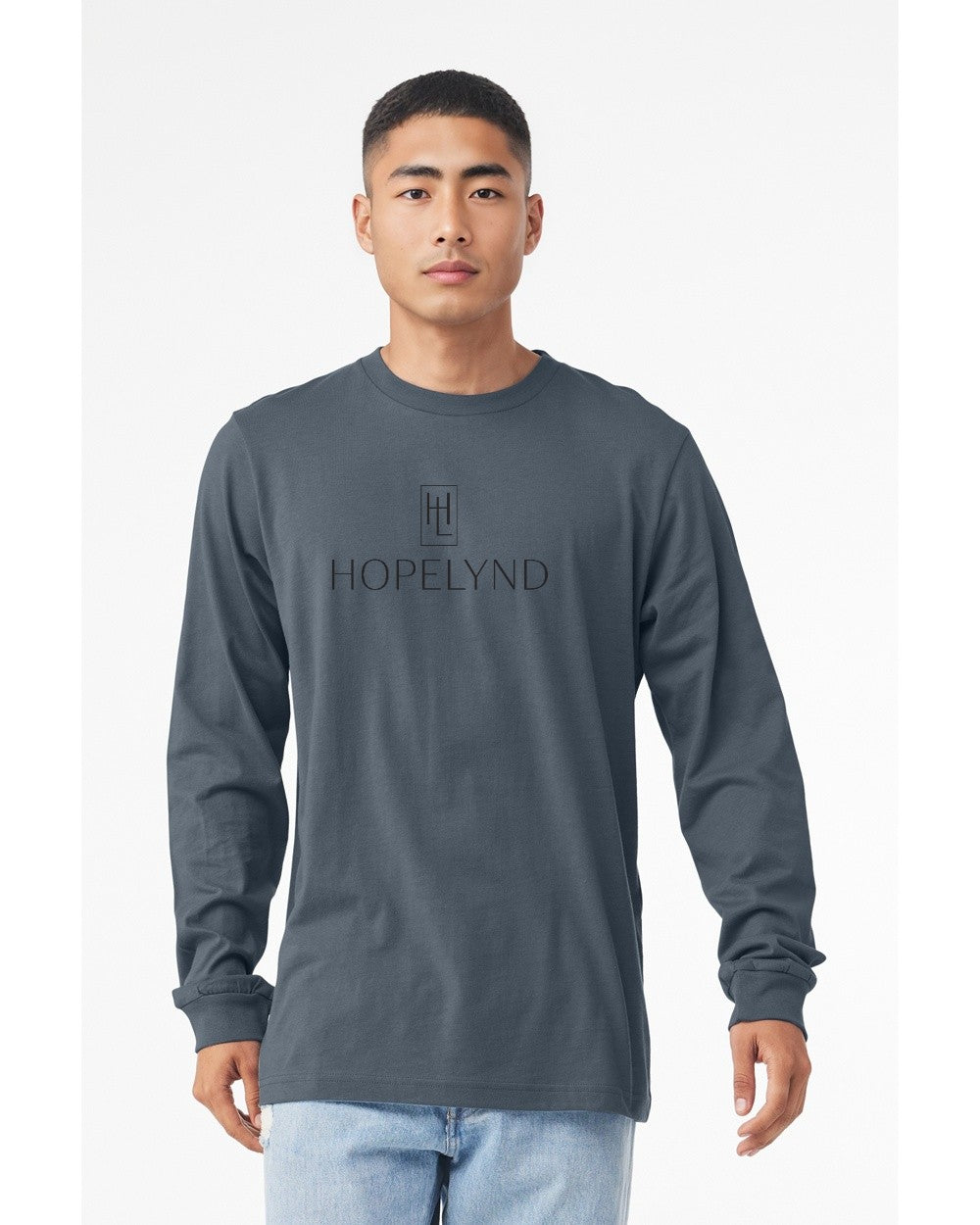 Vintage Navy Hopelynd Logo Long Sleeve Tee with black logo
