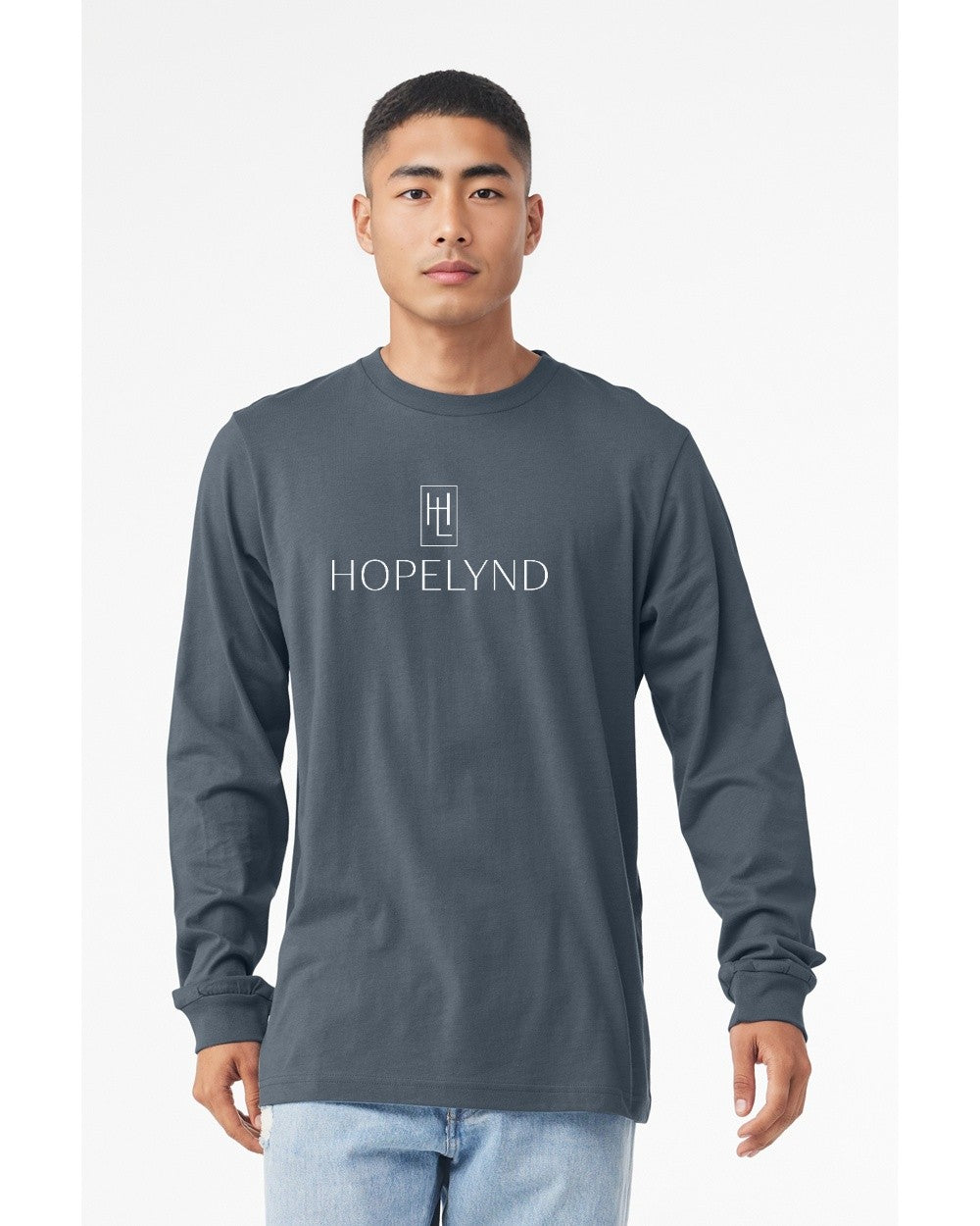 Vintage Navy Hopelynd Logo Long Sleeve Tee with white logo