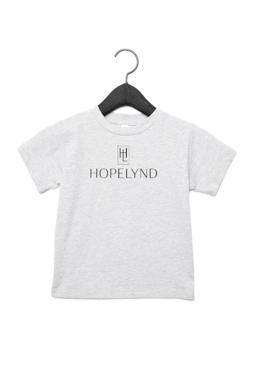 Athletic Heather Hopelynd Logo Toddler Tee with black logo