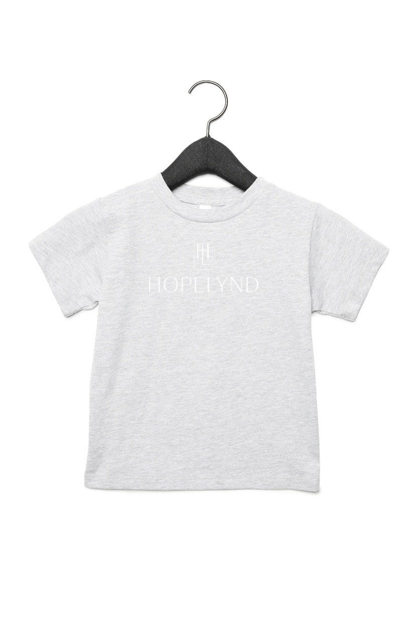 Athletic Heather Hopelynd Logo Toddler Tee with white logo