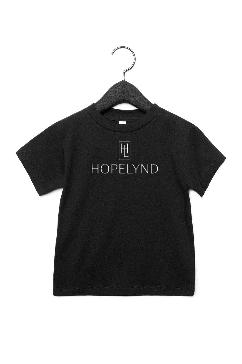 Black Hopelynd Logo Toddler Tee with white logo