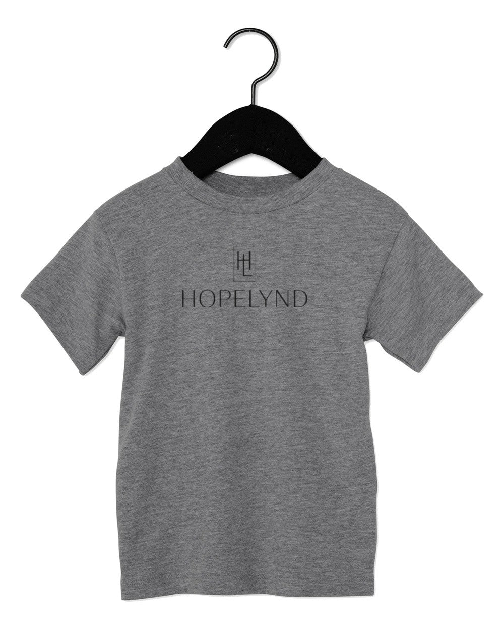 Deep Heather Hopelynd Logo Toddler Tee with black logo