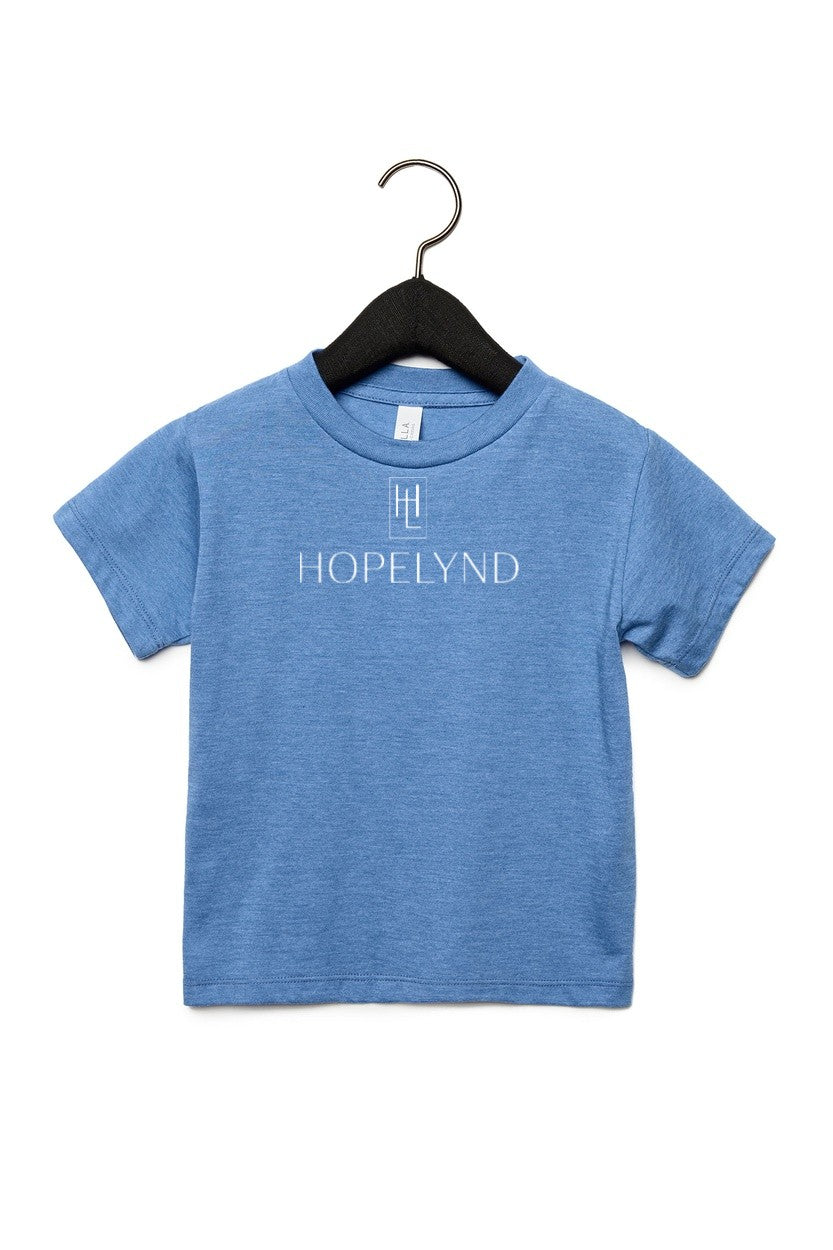 Heather Columbia Blue Hopelynd Logo Toddler Tee with white logo