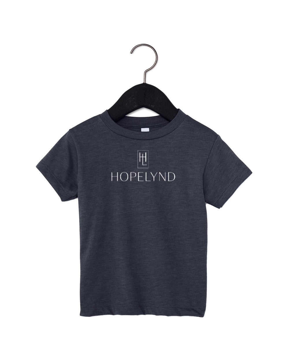 Heather Navy Hopelynd Logo Toddler Tee with white logo