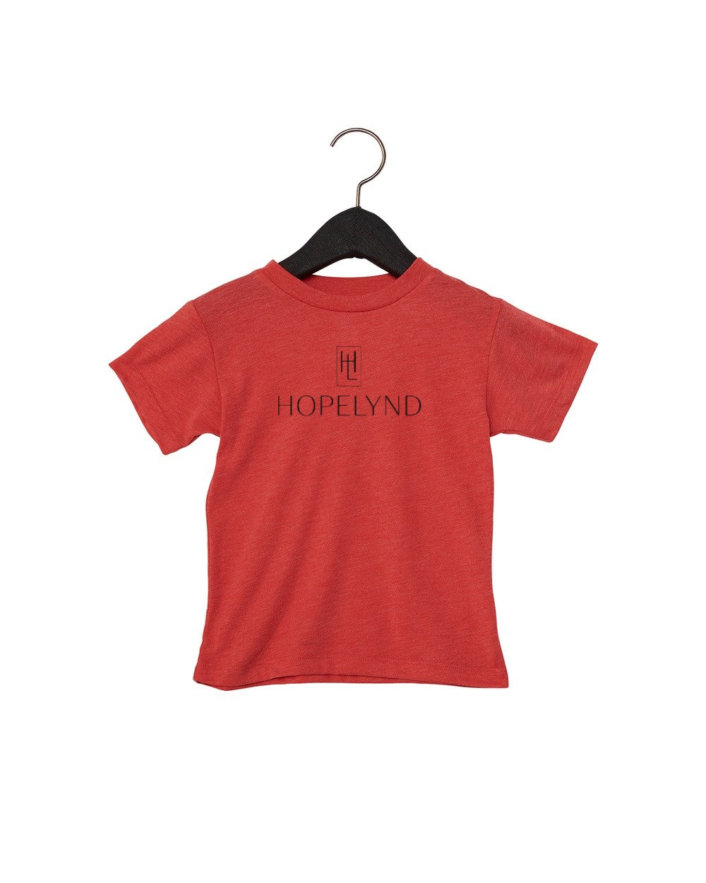 Heather Red Hopelynd Logo Toddler Tee with black logo
