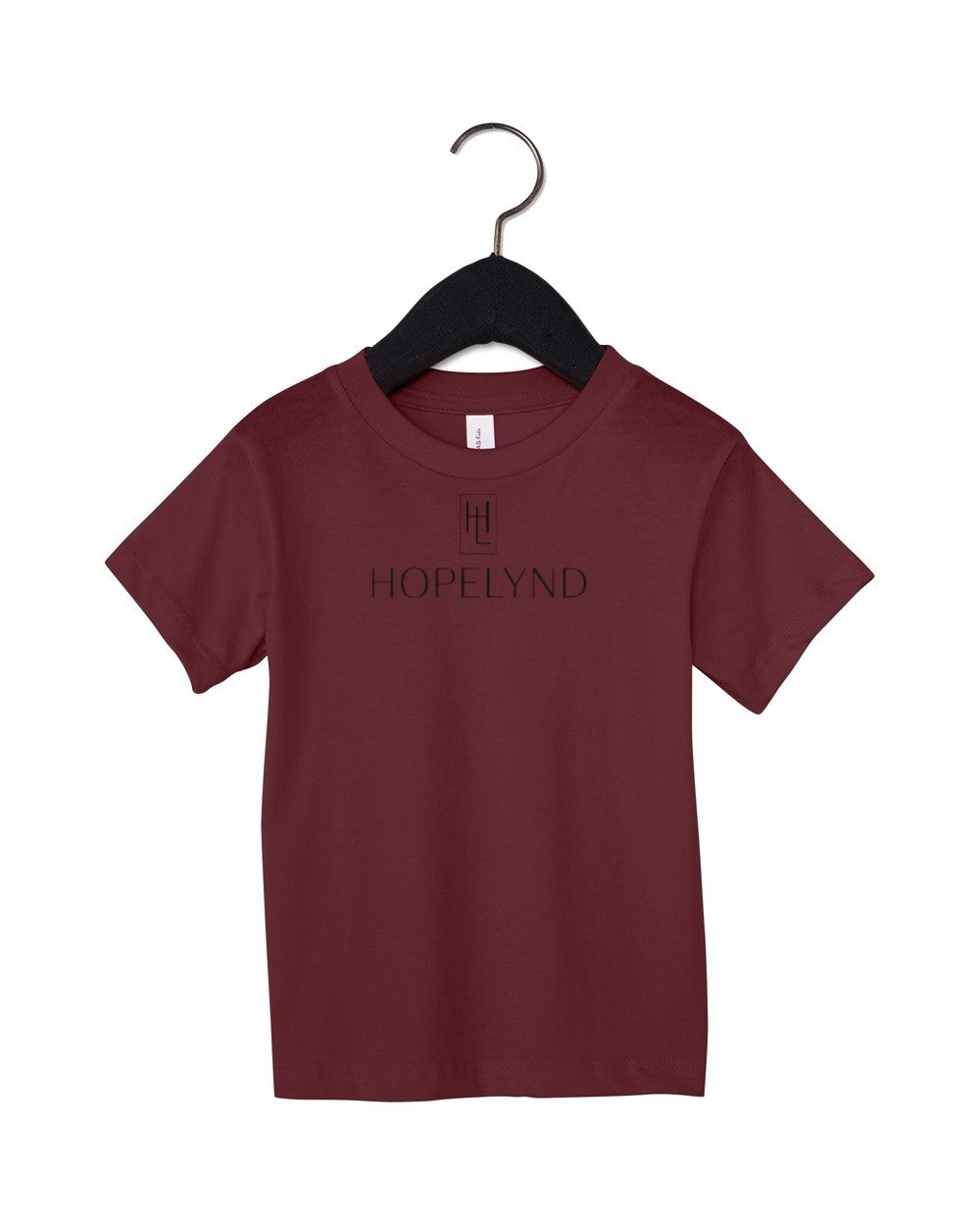 Maroon Hopelynd Logo Toddler Tee with black logo