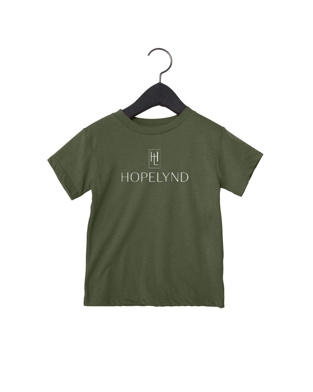 Military Green Hopelynd Logo Toddler Tee with white logo