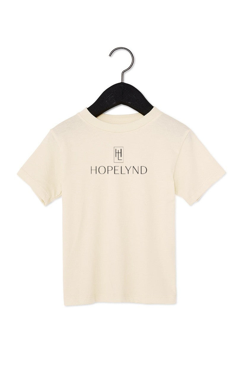 Natural Hopelynd Logo Toddler Tee with black logo