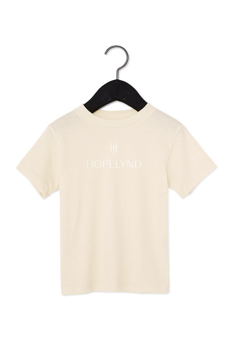 Natural Hopelynd Logo Toddler Tee with white logo