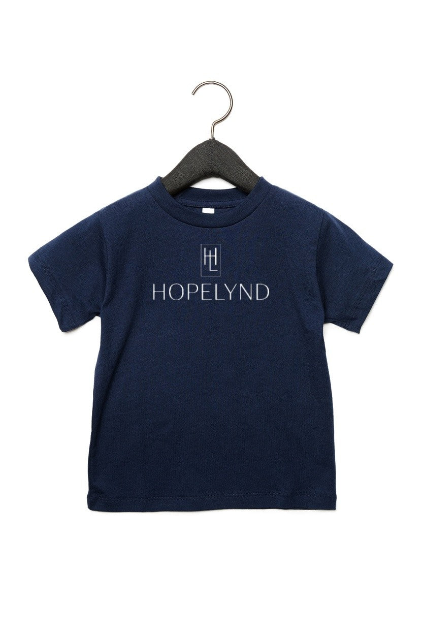 Navy Hopelynd Logo Toddler Tee with white logo