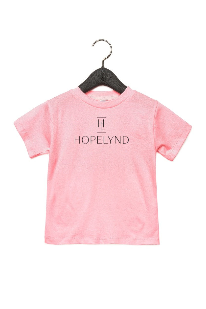 Pink Hopelynd Logo Toddler Tee with black logo