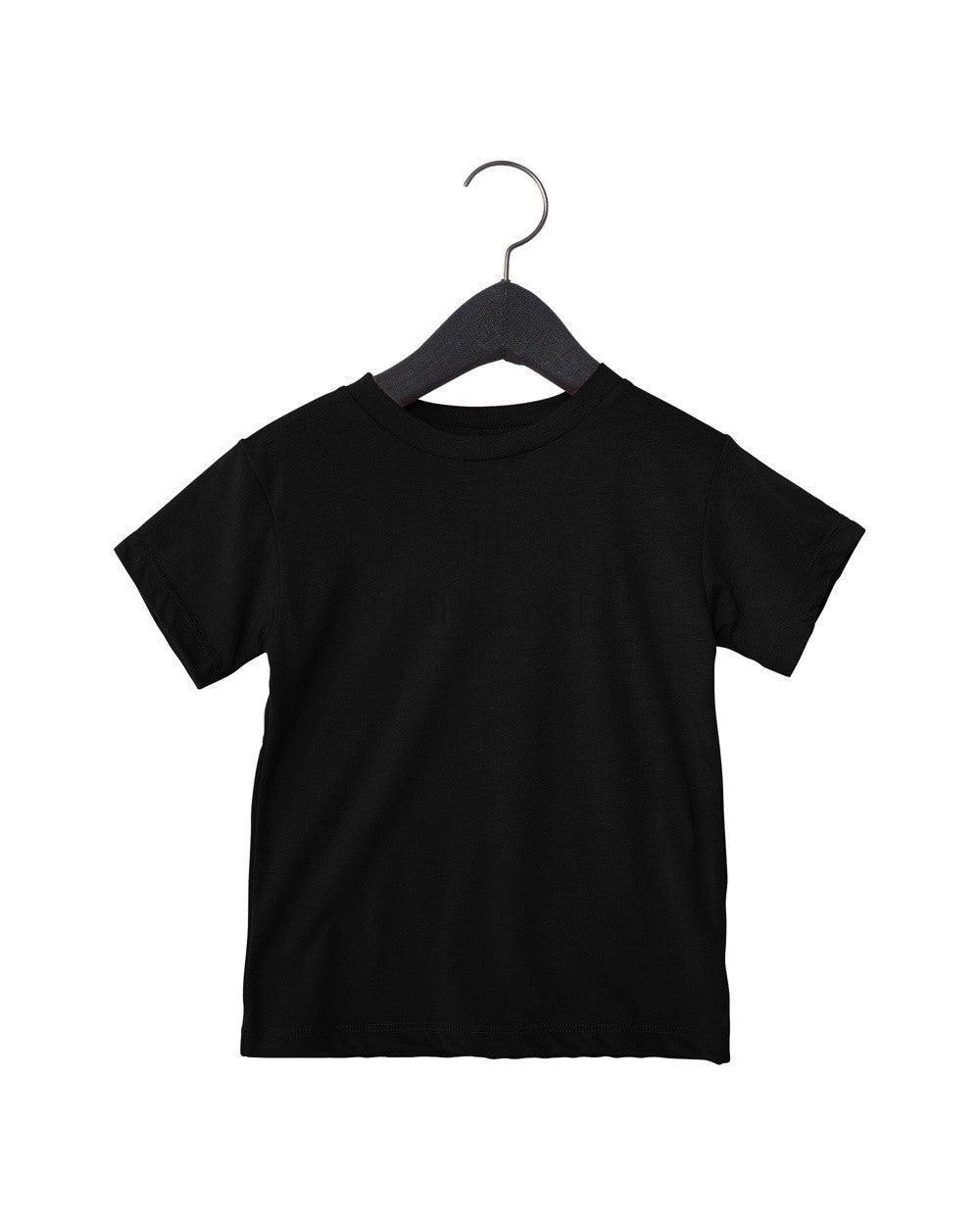 Solid Black Blend Hopelynd Logo Toddler Tee with black logo